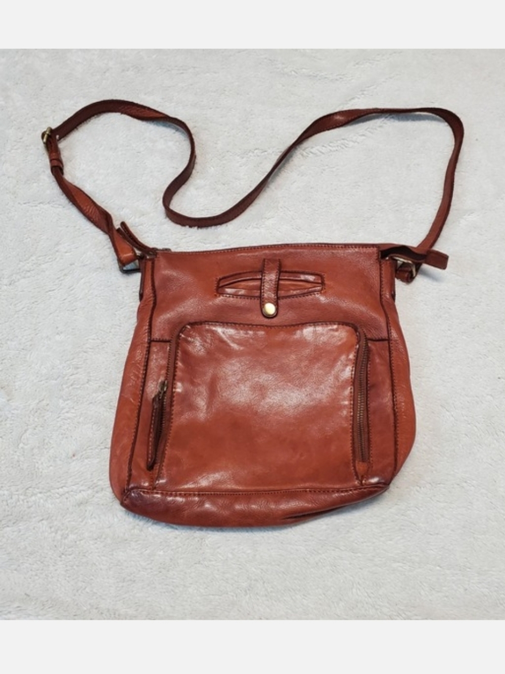 Marta Ponti Brown Leather Bohemian Classic‎ Festival Basic Crossbody Purse Bag